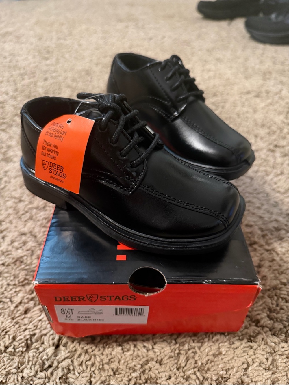 Deer Stags Gabe Boys Black Dress Shoes Size 8.5 Toddler New With Tags